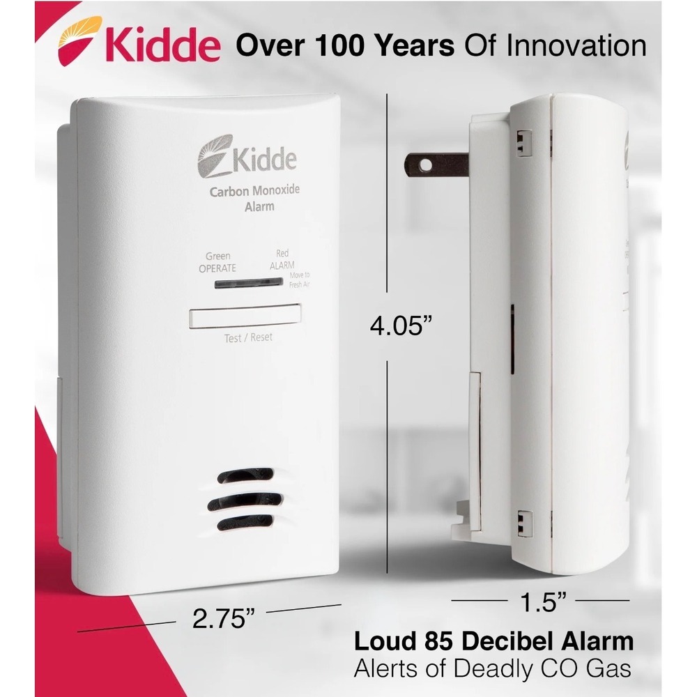 Kidde Carbon Monoxide Alarm Home White New Plugin Battery Backup Tamper Resistan